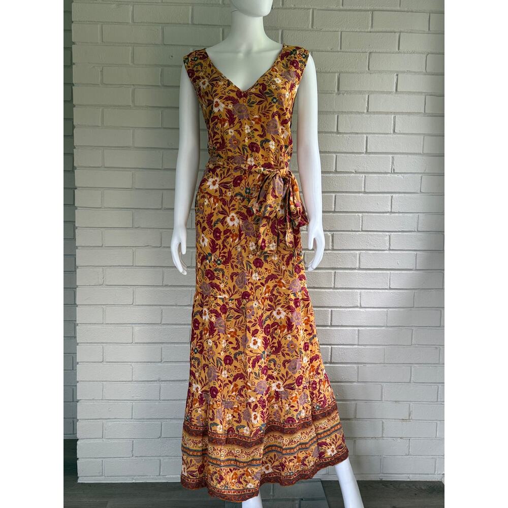 Loralette Plus Size 26/28 Boho Floral Maxi Dress Belted Tiered NWT - Picture 2 of 11